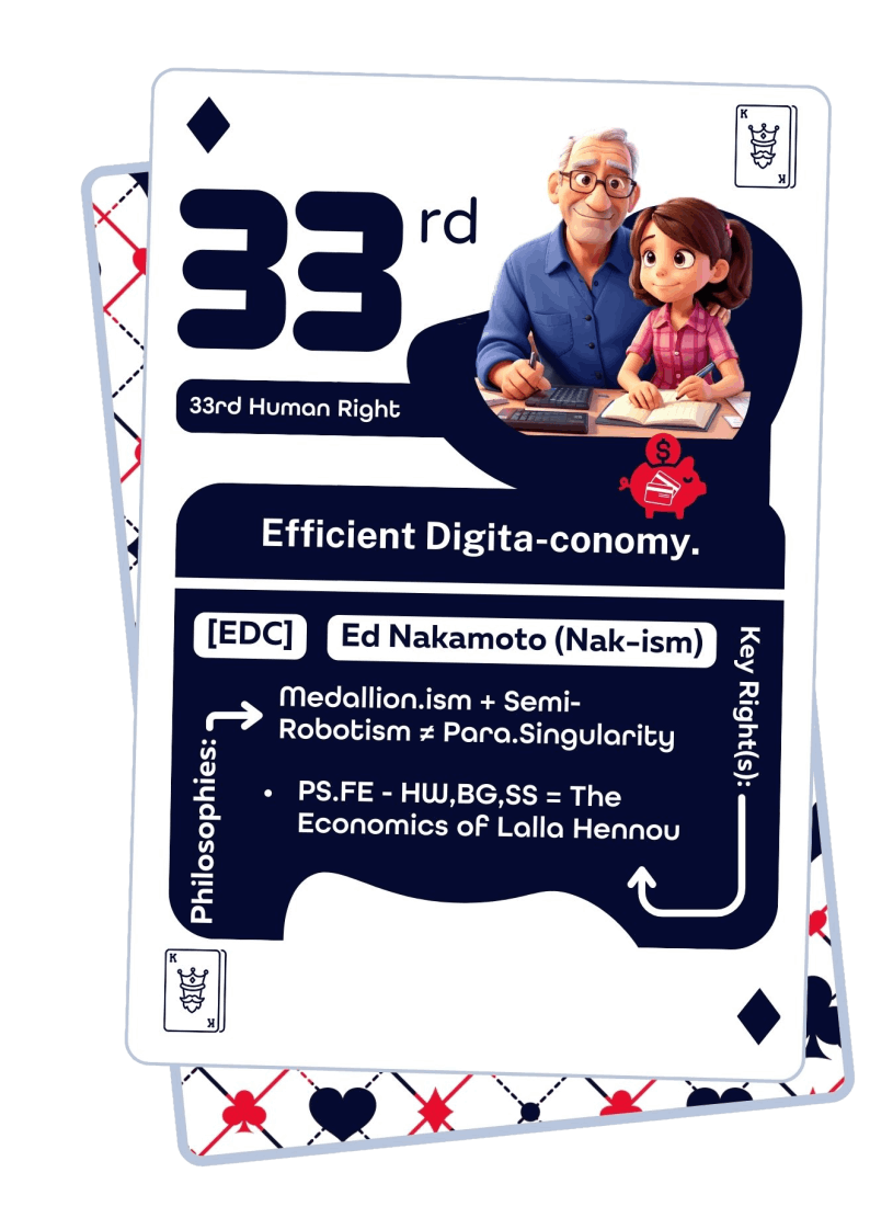 33rd Human Right: Efficient Digita-conomy, Ed Nakamoto (Nak-ism) — key right: PS.FE - HW,BG,SS = The Economics of Lalla Hennou