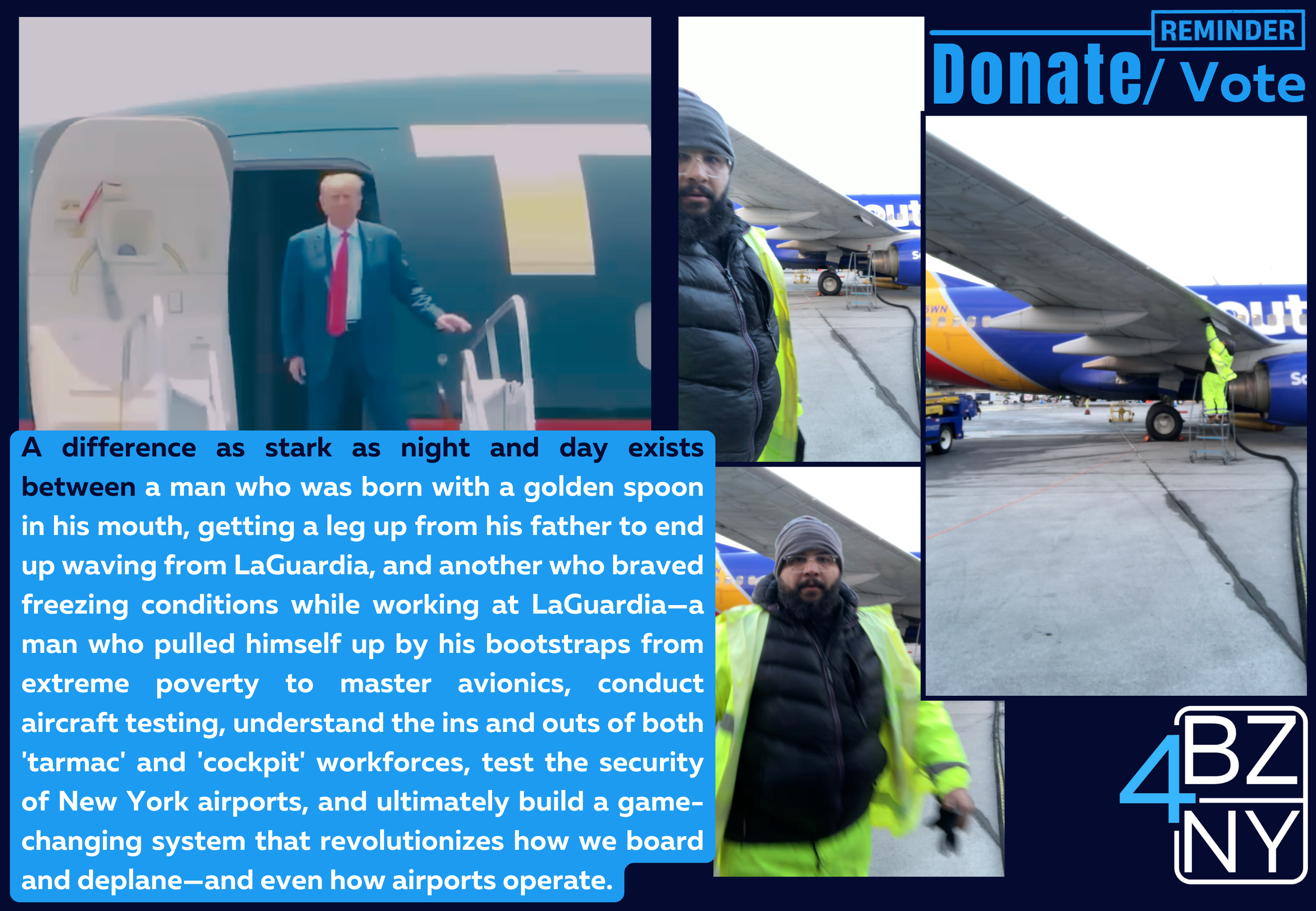 Comparison photo 1 of 4 contrasting Ben Zakar's working-class background with career politicians